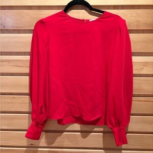 Babaton Red Blouse with Peter Pan Collar and Bishop Sleeves